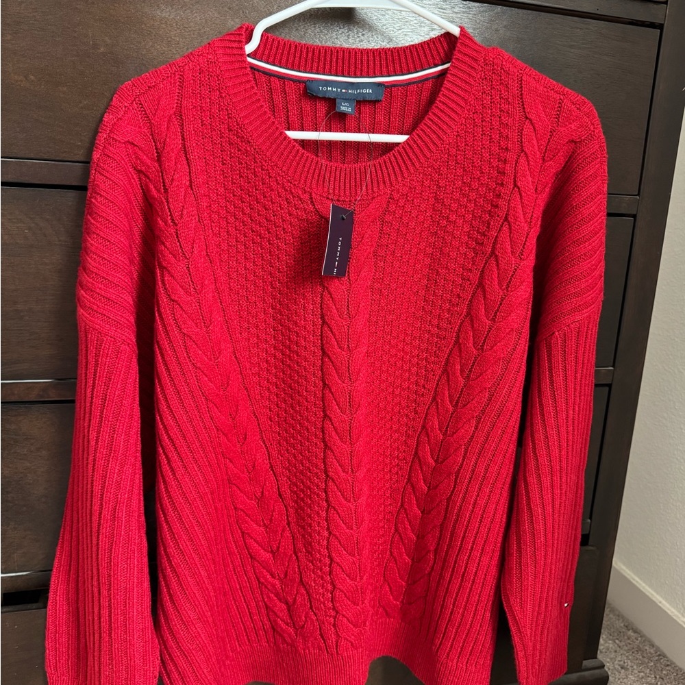 Tommy Hilfiger Women's Vibrant Red Crew Neck Sweater